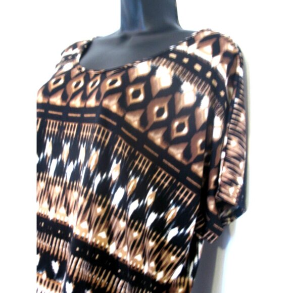 Notations blouse. Animal Print scoop neck with Fringes, Short sleeve XL - Picture 4 of 9